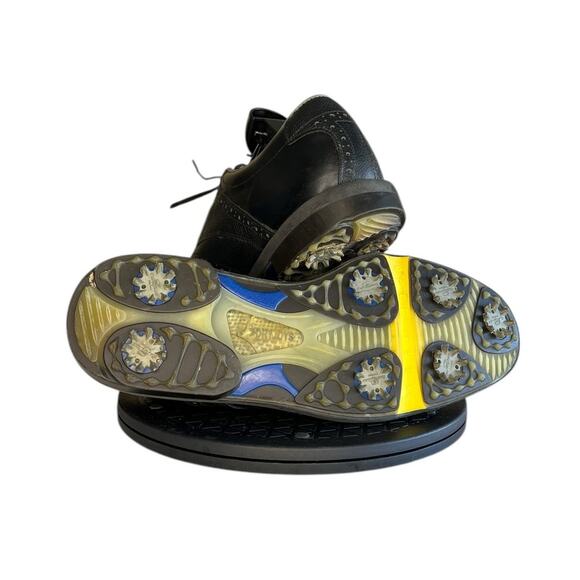 Mens FootJoy Turfmasters Solid Black Leather Golf Shoes Size 10 Spikeless - Picture 5 of 6